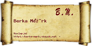 Berka Márk névjegykártya